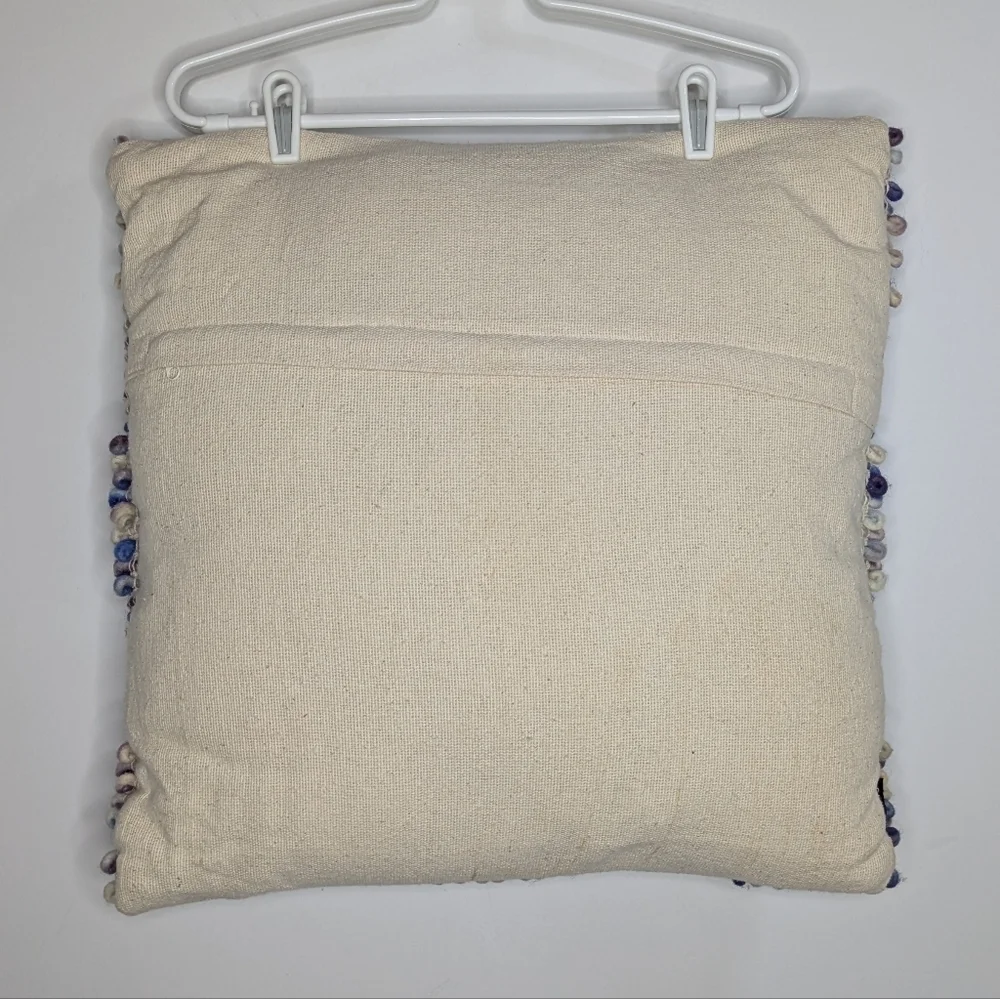 NWT Safavieh cream purple blue woven textured cotton & wool pillow 20x20